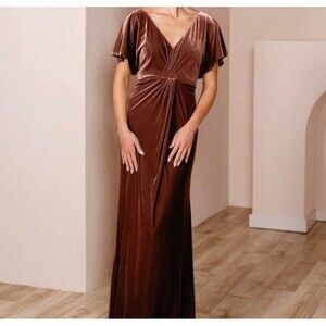 Revelry Rust Velvet bridesmaid Dress